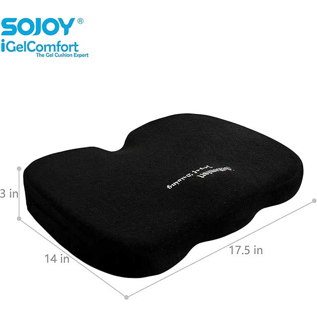 Sojoy Gel & Memory Foam Seat Cushion for Back Pain Relief and Tailbone